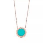 Turquoise Circle Pendant Necklace · 18K Gold Plated · Adjustable Chain - Image 9