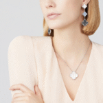 Gold Triple Clover Drop Earrings with Chalcedony and Mother of Pearl - Image 2