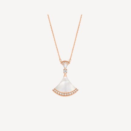 Rose Gold Mother of Pearl Fan Pendant Necklace