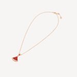 Rose Gold Red Agate Fan Pendant Necklace - Image 2