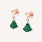 Gold Fan Drop Earrings with Mother of Pearl or Agate - Image 7