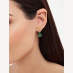 Gold Fan Drop Earrings with Green Agate or Mother of Pearl - Image 5